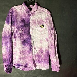 Fendi Purple Shirt Mans Tie Dye Button up Size Small Long Sleeve Cotton Couture